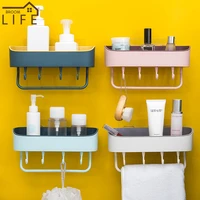 bathroom shelf wall mounted shampoo storage rack multifunction plastic container kitchen spice organizer bathroom accessories