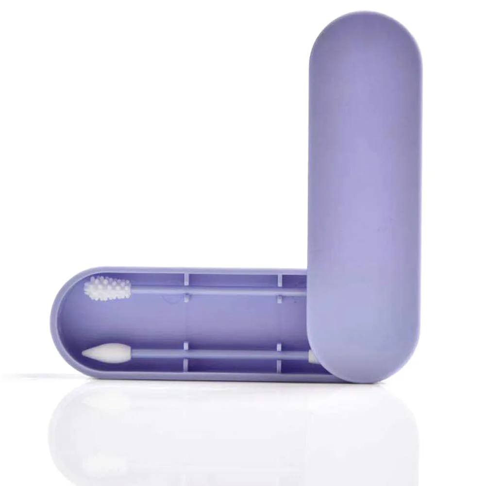 Purple Многоразовые ватные палочки для чистки ушей, Косметические Силиконовые палочки, палочки, двуглавая переработка для очистки макияжа - Цвет: Purple