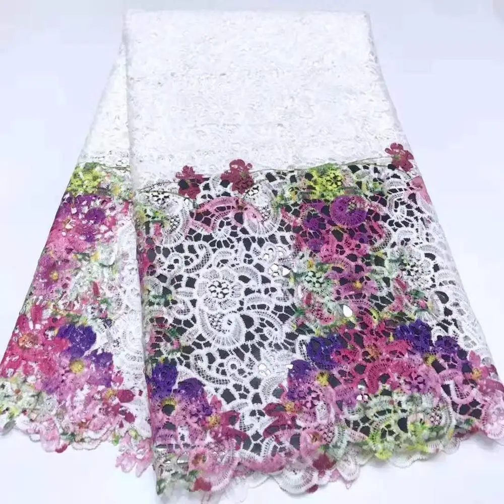 Модные африканские женские Базен Riche плюс размер кружева 2 шт юбка набор традиционное платье с африканскими кружевами Одежда для девочек WY2412 - Цвет: Use the lace type 5
