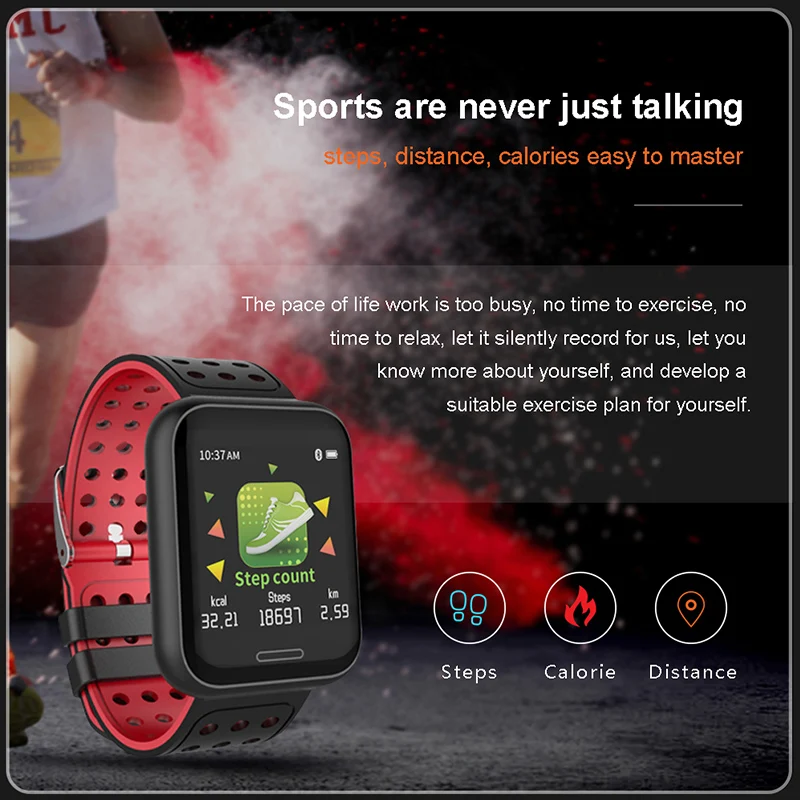 Смарт часы A8 IP67 водонепроницаемые спортивные для фитнеса трекер сердечного
