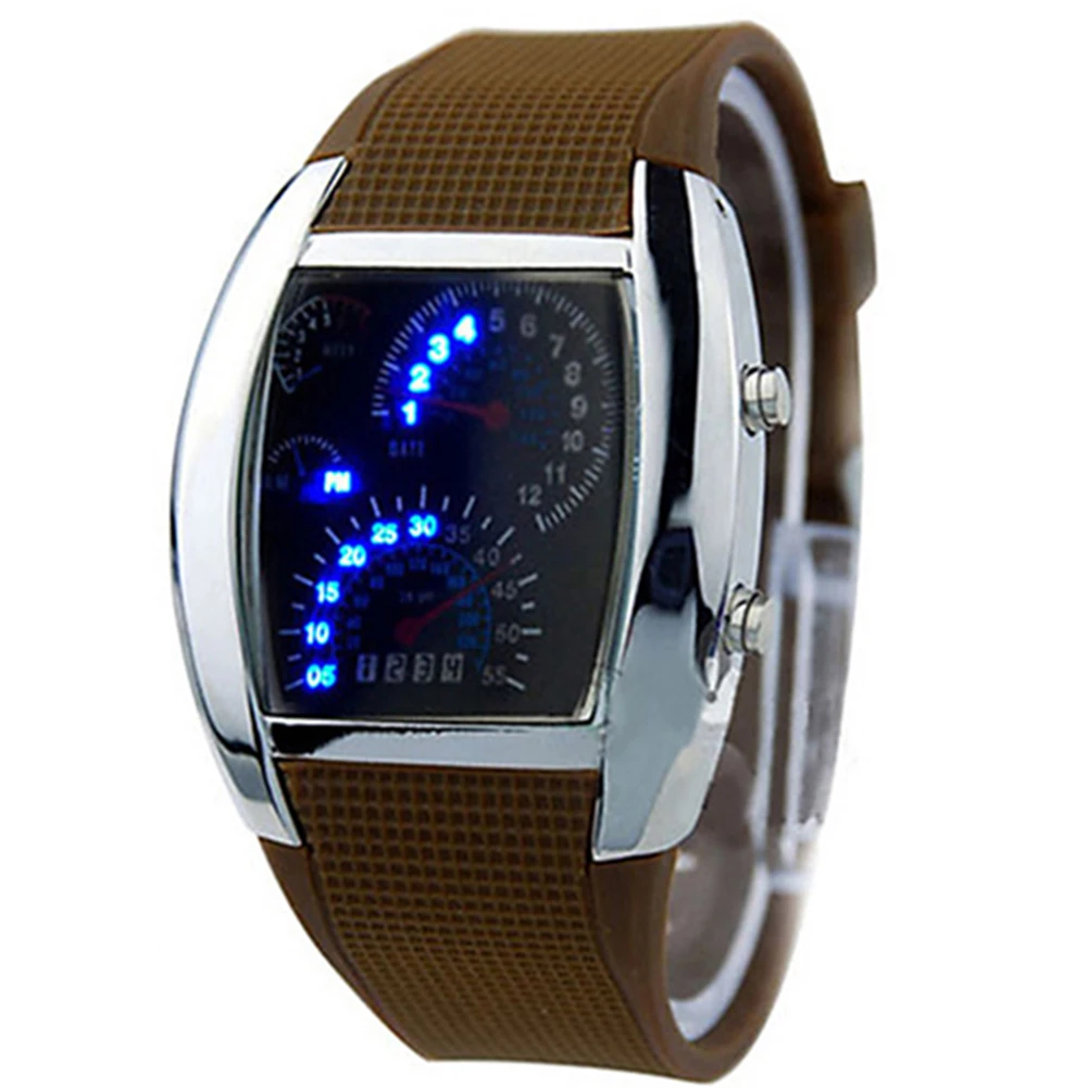 HOT SALES!!! Fashion Men's Women's Sport LED Dashboard Pattern Dial Digital Wrist Watch Gift Digital LED Sports Watch Gifts Mens