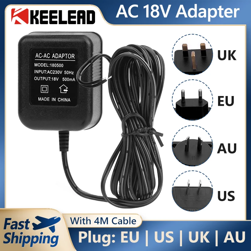 

18V AC Adapter For WiFi Wireless Doorbell Camera Power Transformer Charger IP Video Intercom Ring 110V-240V EU US UK AU Plug 4M