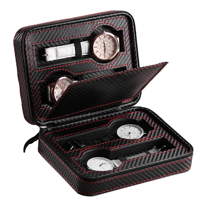 

Шкатулка для часов, мужская, из углеродного волокна, 4 отделения, Watches200802-46