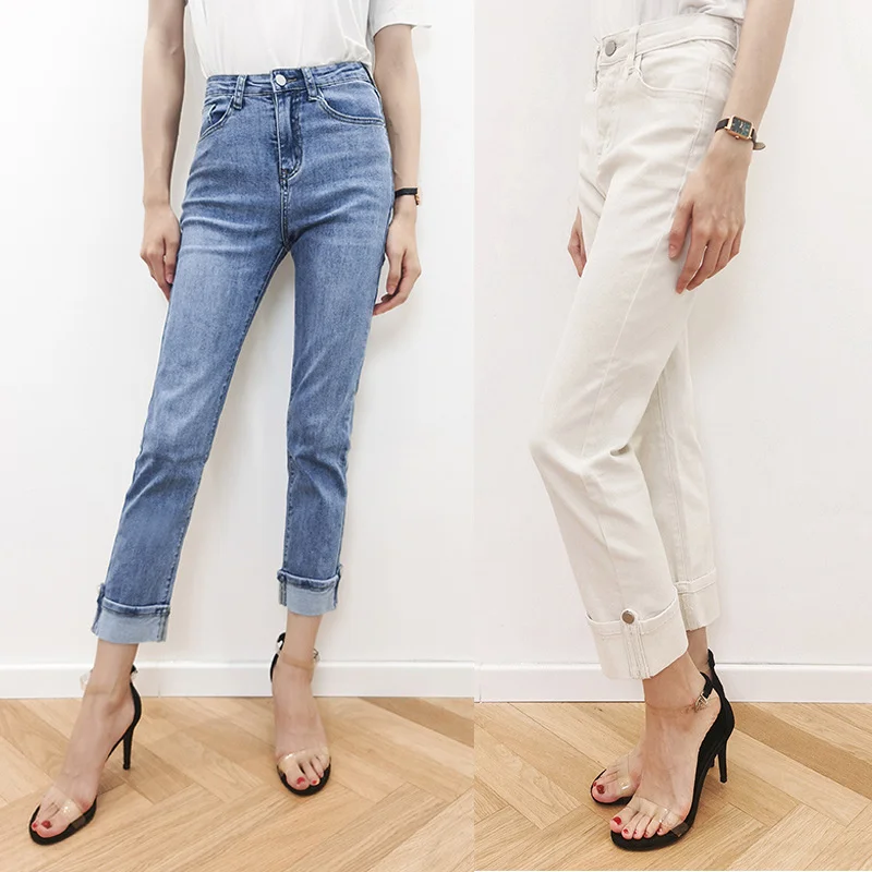 

2021 Spring Autumn New Fashion Classic Trendy Brand Luxury Design Straight Jeans Female High Waist, Thin and Versatile Pants