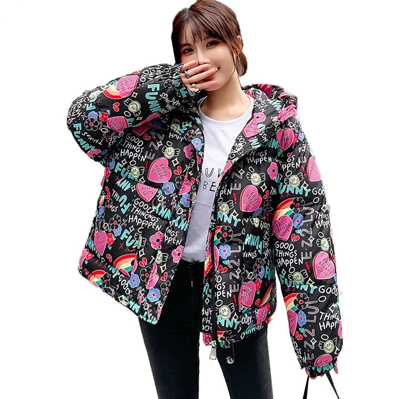 

Пуховик женский зимний на молнии, с капюшоном, 2021