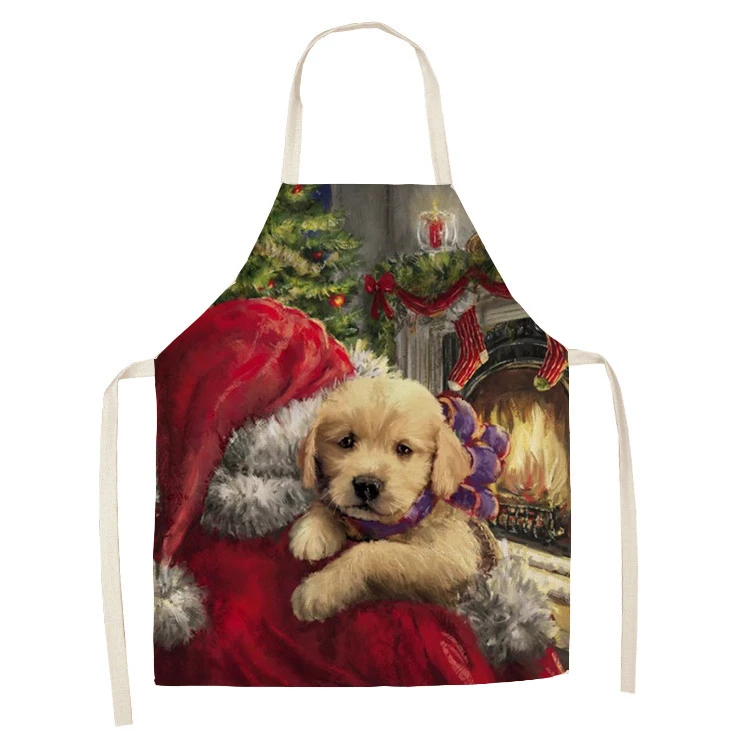 1Pcs Kitchen Apron Christmas horse farm Printed Sleeveless Cotton Linen Aprons for Men Women Home Cleaning Tools 55*68cm | Дом и сад