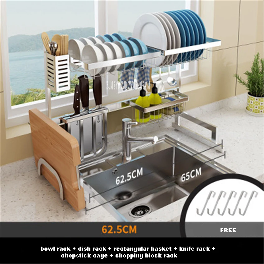 304 Stainless Steel KQ-SCJ 201/304 кухонная полка из нержавеющей стали настенный нож для специй сушилка для посуды держатель для палочек комбинированный Органайзер - Color: 304 Stainless Steel