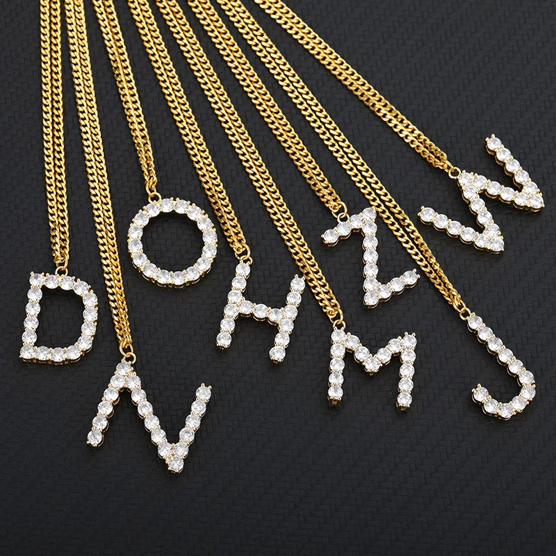 

Zircon Capital Initial Letter Necklace For Women Men Gold Chain Alphabet Pendant Necklaces Birthday Jewelry Gift Accesorios 2021