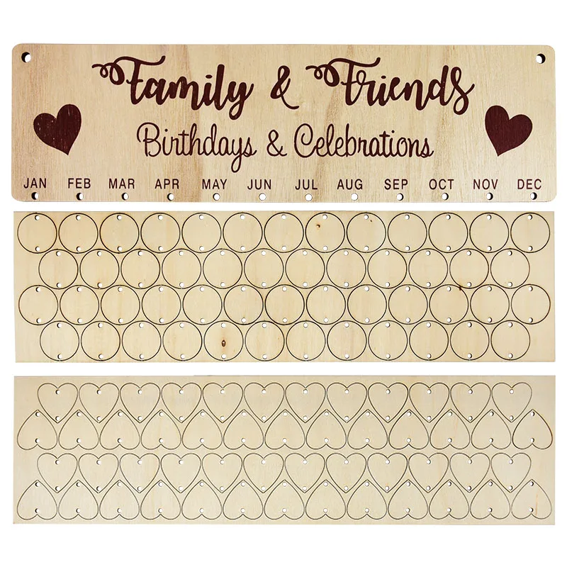 Деревянная доска для семьи и друзей календарь на день рождения ветряные