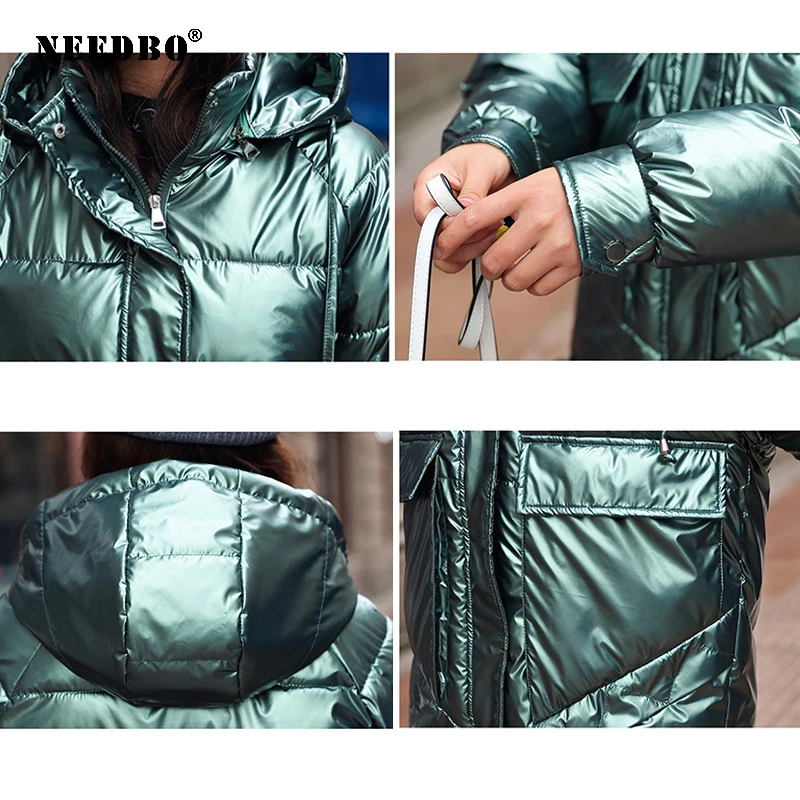 NEEDBO Winter Jacket Women 2020 Parka Mujer with Hat Puffer Jacket Women Winter Coat Cotton Padded Warm Casual Casaco Outwear
