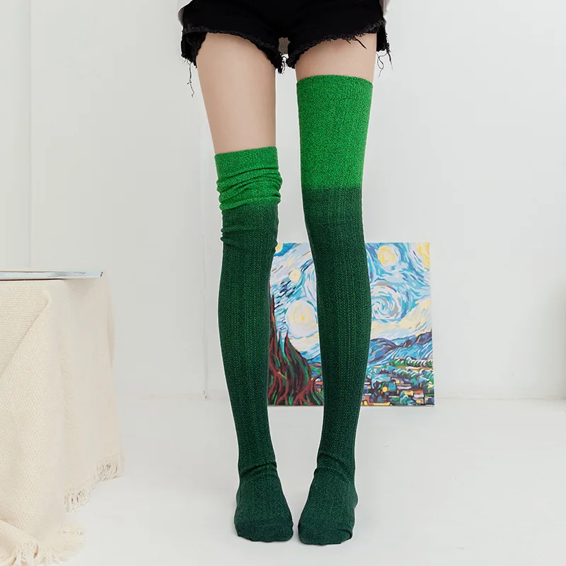 Female Long Knee Sock Women Autumn Winter Knitted Socks Womens Stockings Casual Cotton Thigh High Over Knee High Socks Girls