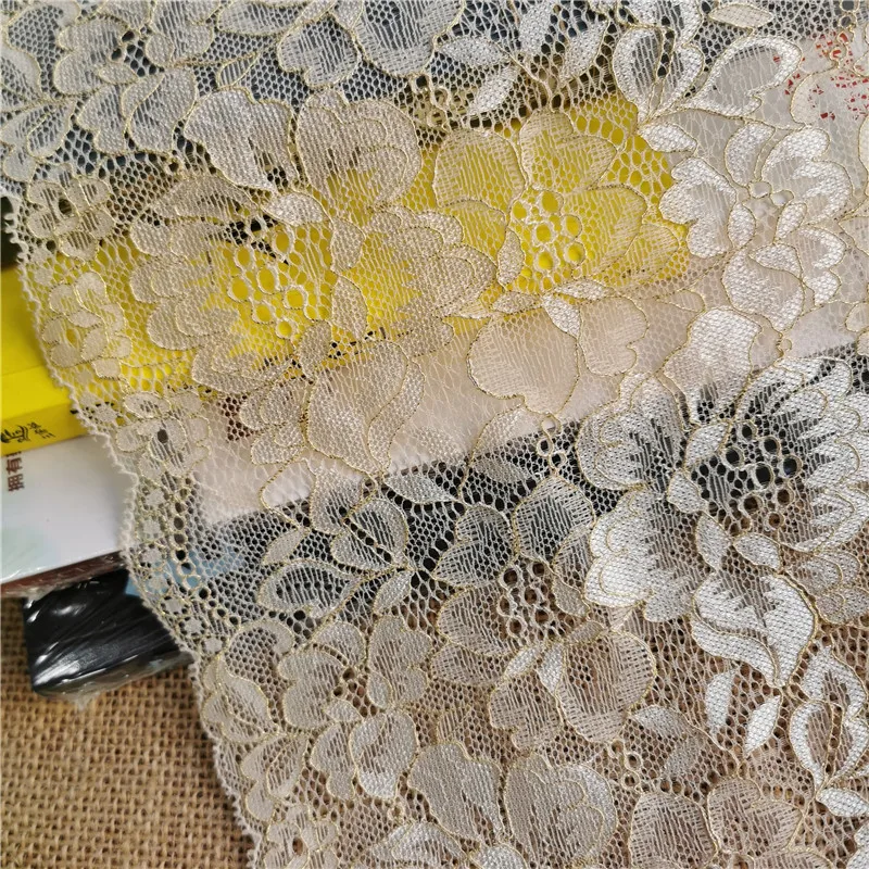 

J-2E1003 * 18cm large edge gold thread lace trimming fabric flower DIY crafts wedding dress bra lace material Handmade