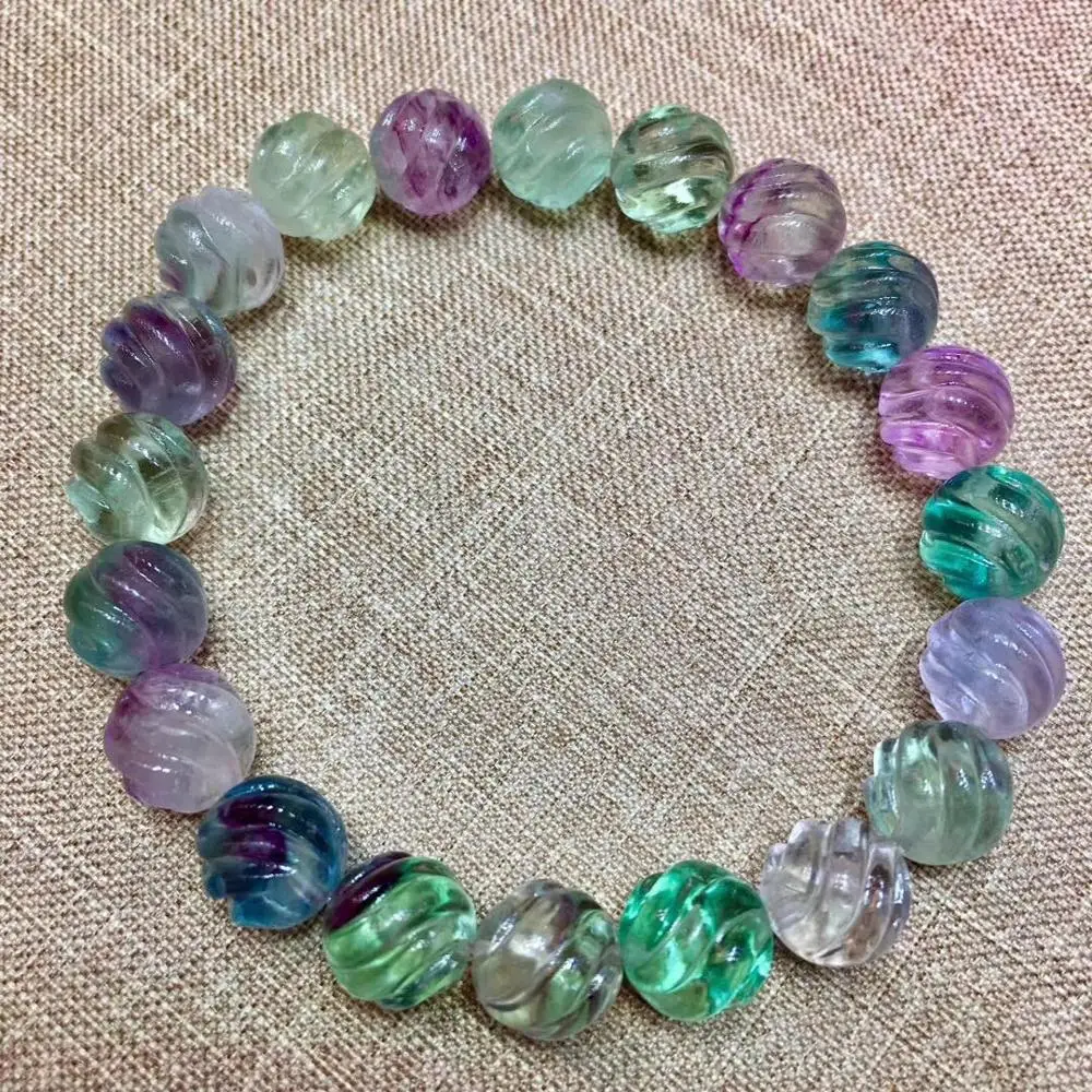 

Fluorite Bracelet Natural Quartz Bracelet Colorful Fluorite Crystal Stone