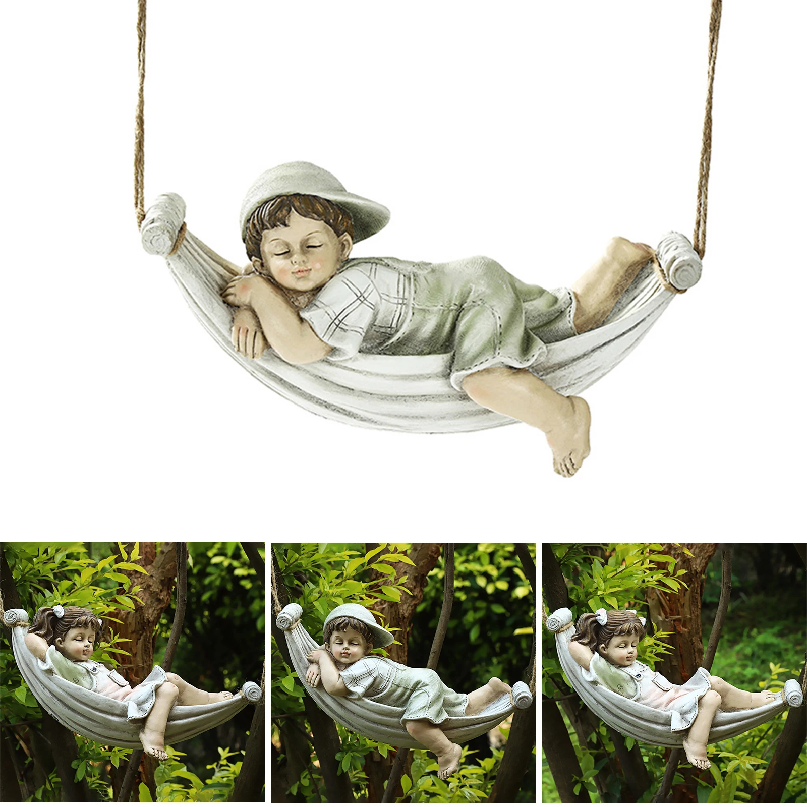 

1PCS Retro Hanging Cartoon Character Miniature Decoration Mini Garden Figure Statue Model Resin Craft Ornaments