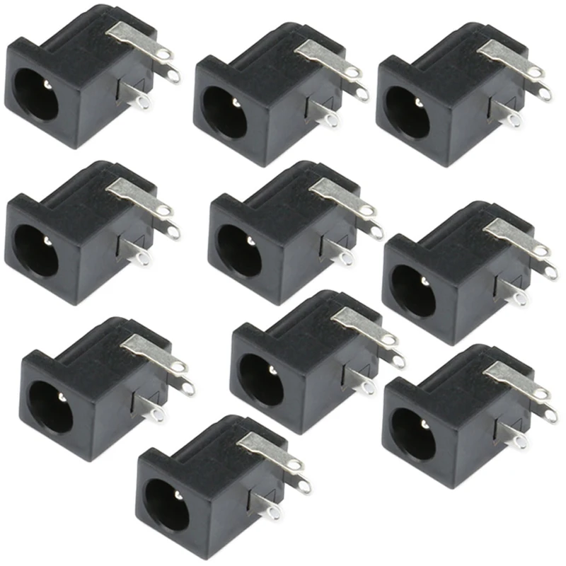 

10pcs 5.5x2.1mm DC-005 Black DC Power Jack Socket DC Connectors Supply Barrel-Type Right Angle PCB Mount Terminal