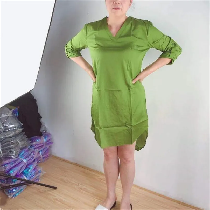 Платье INDJXND женское на пуговицах длинное офисное платье-рубашка с длинным