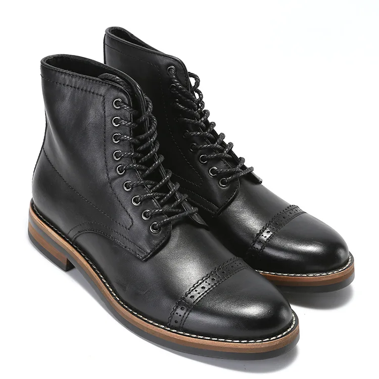Высококачественные мужские ботинки в британском стиле зимние на шнуровке