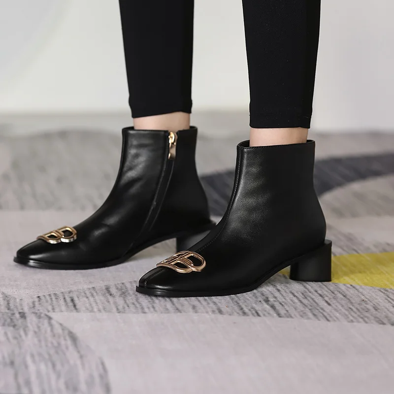 

New winter style ankle Genuine leather Women boots warm Chelsea boots Fashion boots Women shoes
