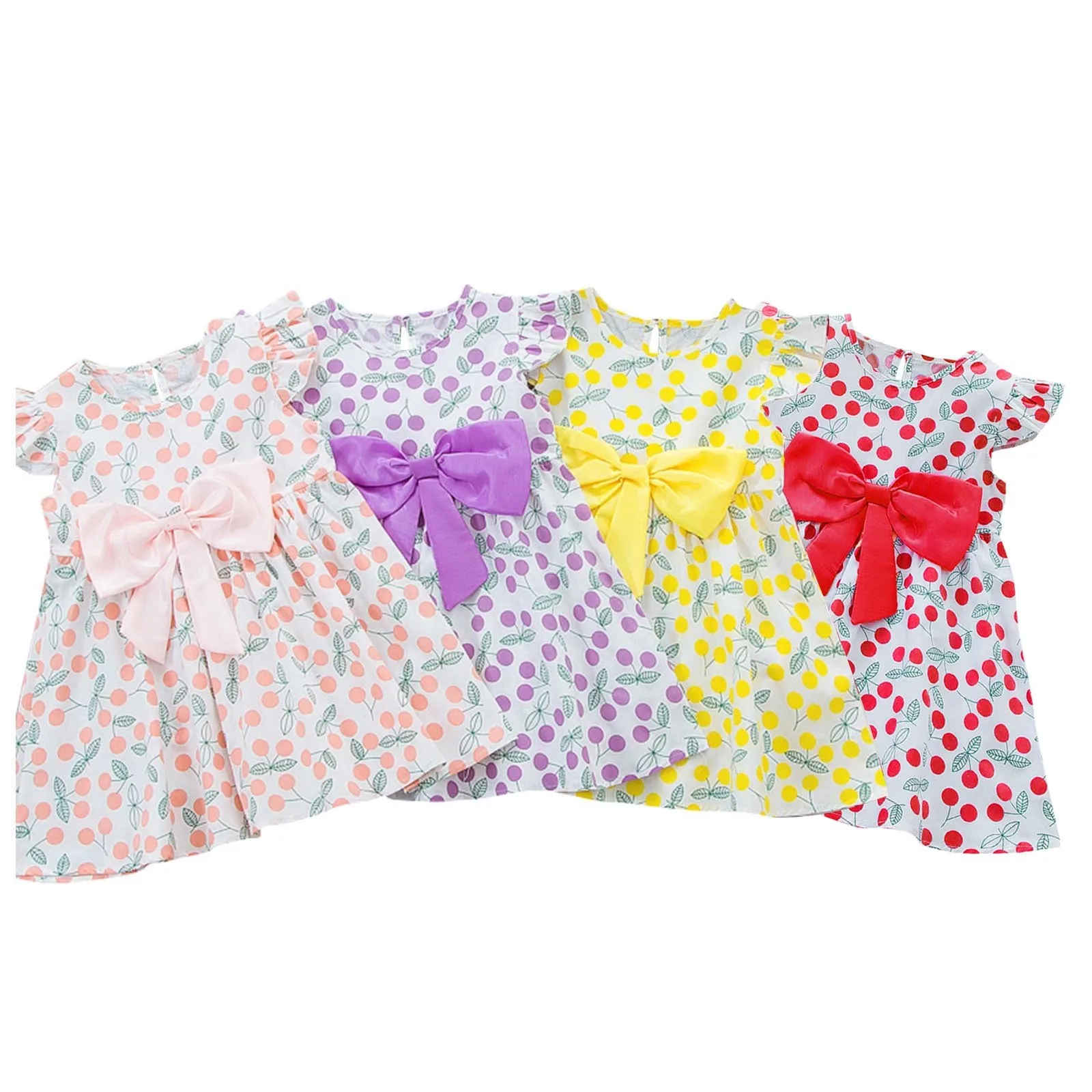

New Toddler Kids Baby Clothes Girls Casual Bowknot Fruit Print Girls Casual Dresses Party Princess Outfits Children's Dress #089