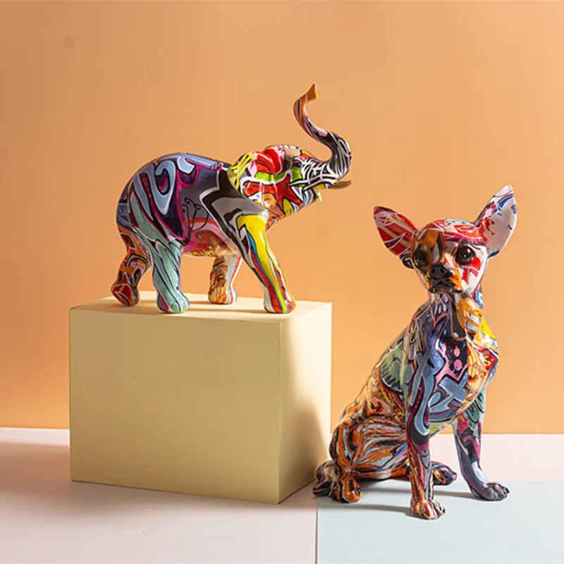 

Simple Creative Water transfer Painted Room Color Dog Decorations Home Entrance Wine Cabinet Office Decorations Resin Crafts