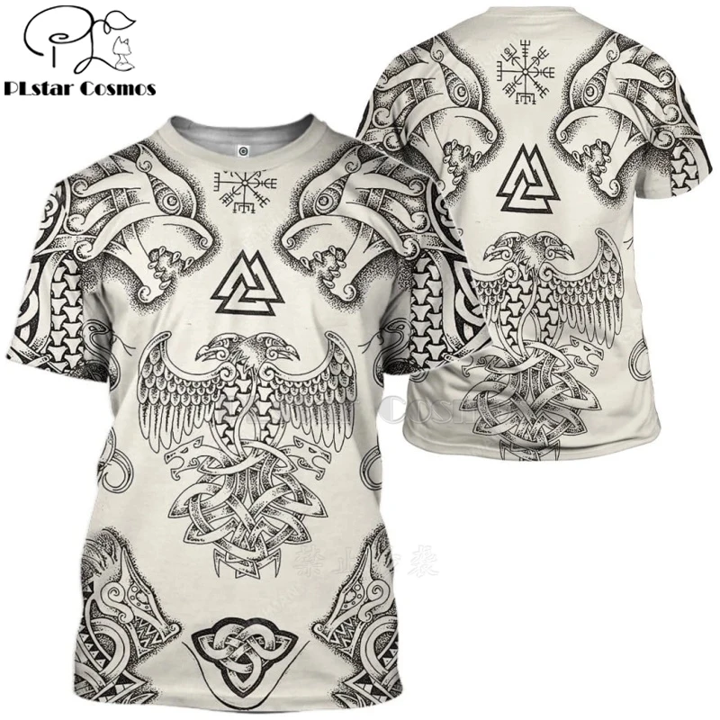 2020 Модные мужские толстовки с 3D принтом футболка викингов татуировок воинов
