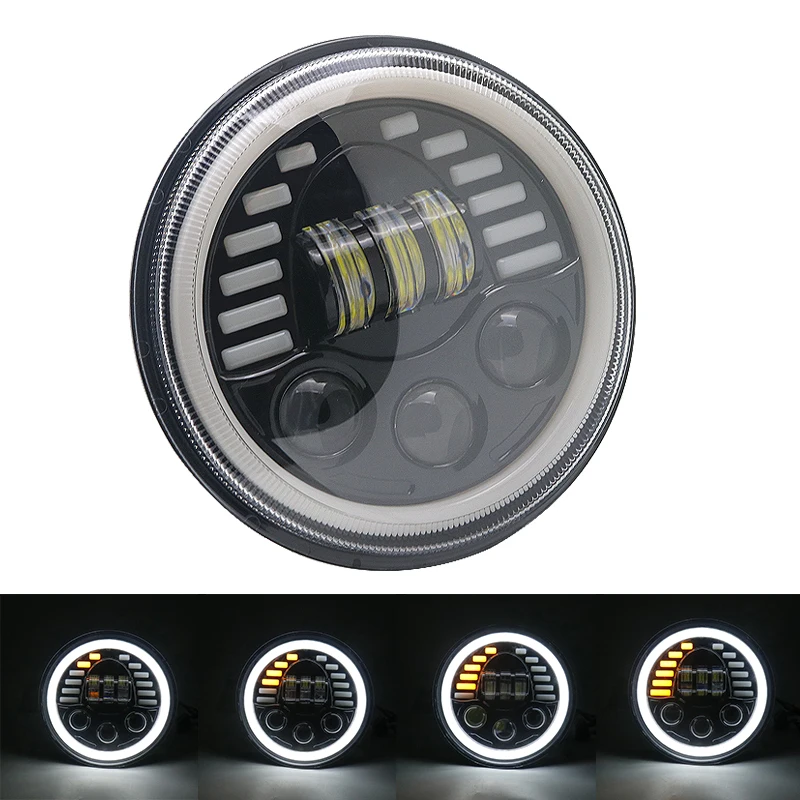 Круглый 7 &quotМотоцикл черный проектор мотор HID светодиодный светильник лампа