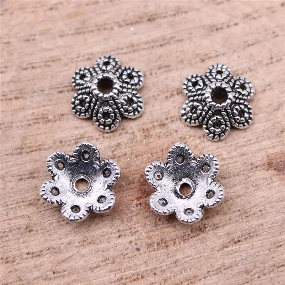 

Bead Caps For Jewelry Making Findings Handmade DIY Craft 50pcs Antique Silver Color 10x4mm
