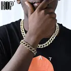 Хип-Хоп Майами Снаряженная кубинская цепочка ожерелье 15 мм Стразы CZ сверкающее ожерелье Рэппер для мужчин ювелирные изделия