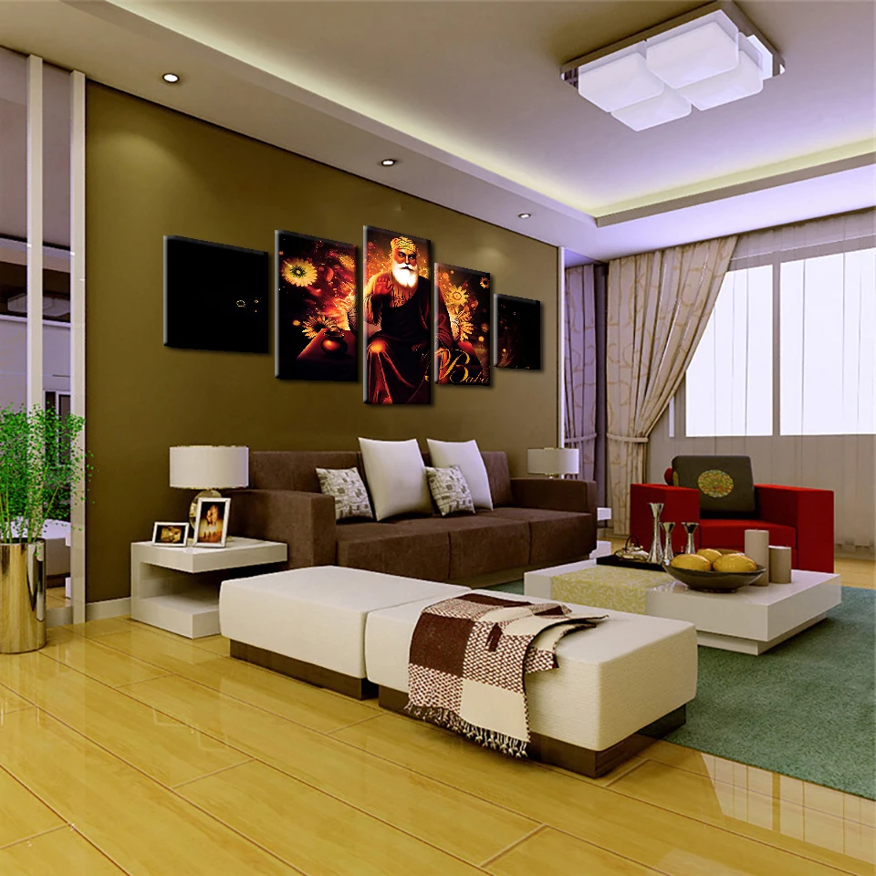 Картина на холсте для гостиной постеры рамка 5 шт. HD печать индийский тибетский