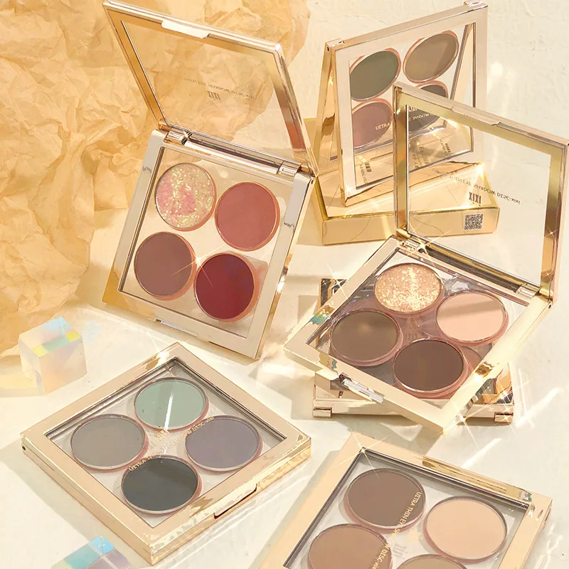 

New 4 Colors Nude Shimmer Matte Eyeshadow Glitter Eyeshadow Long Lasting Waterproof Glitter Nude Eye Pigment Matte Shimmer Shin