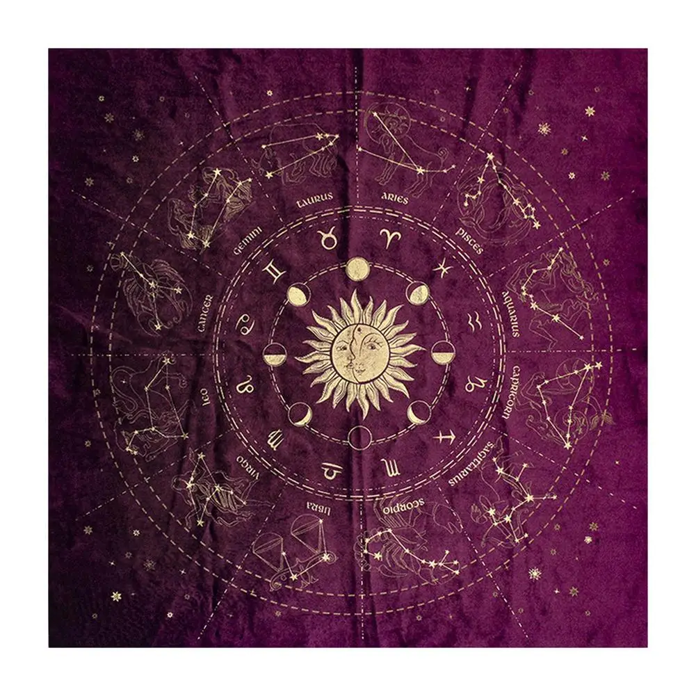 

12 Constellations Tarot Card Tablecloth Board Game Velvet Divination Altar Cloth Fortune Astrology Oracle Card Pad Cards Games