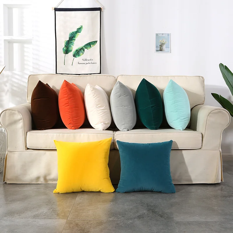 

ONEPACE Cushion Cover Solid Color Velvet Bedroom Living Room Sofa Bedside Cushion Cover Multicolor Removable and Washable
