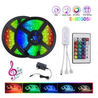 rgb music led strip light 510m 5050 rgb flexible ribbon 12v color changeable waterproof diode tape for bedroom deco