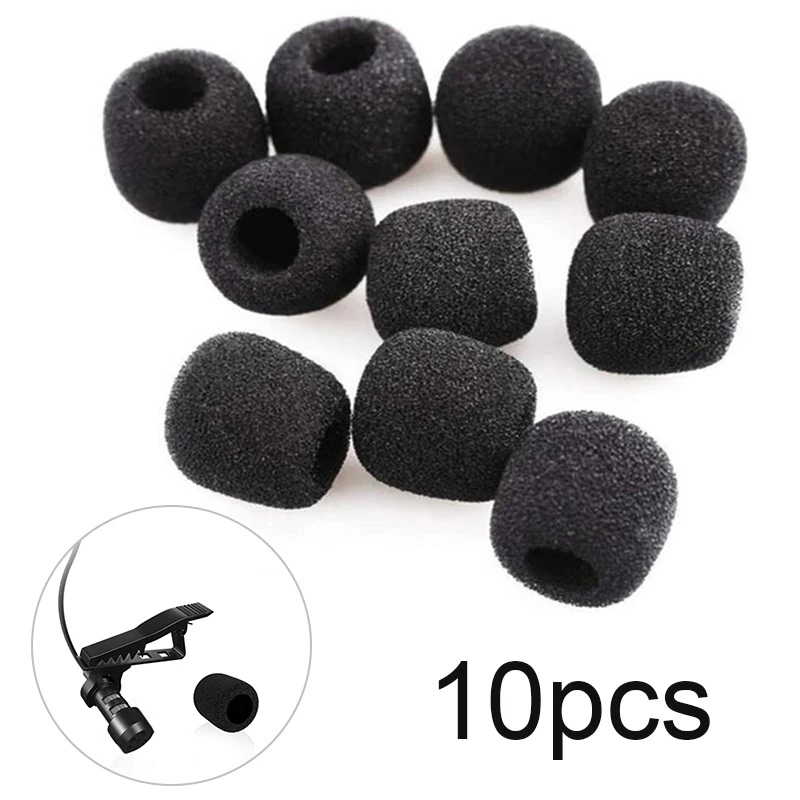 

10pcs Black Mini Microphone Cover Headset Replacement Foam Mic Cover Windshield Sponge Covers for Headset Microphone Mic Cover
