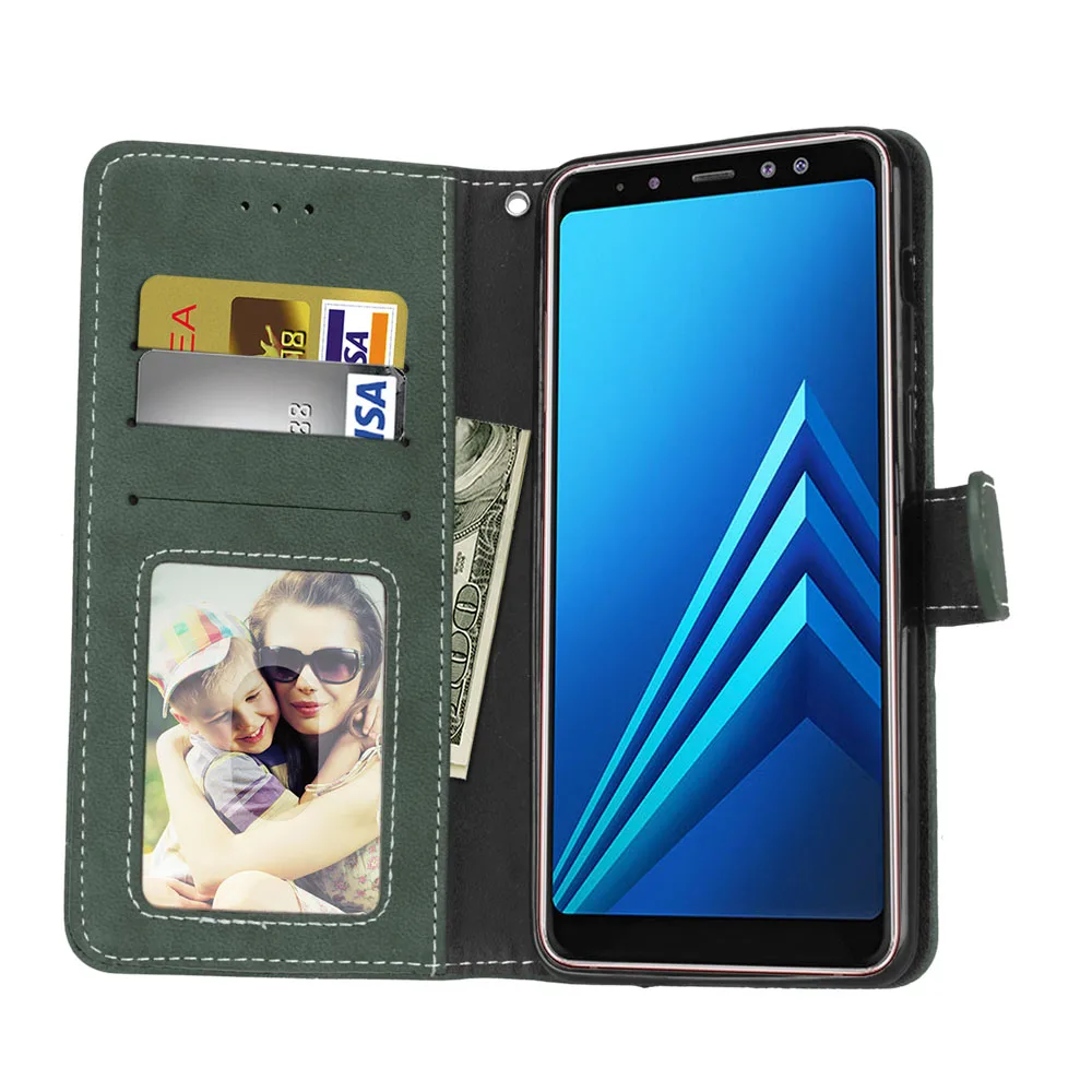 

Fashion Matte 3 Card Holder Wallet PU Leather Flip Magnetic phone Case Cover for Samsung Galaxy A8 Plus A7 A6 A6 Plus 2018 Etc.