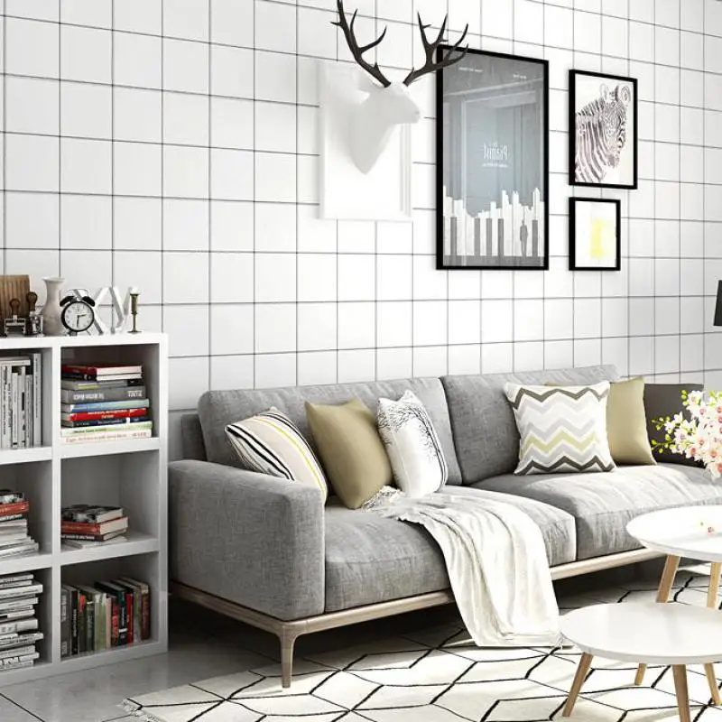 

Modern Minimalist Nordic Black And White Lattice Dotted Living Room Bedroom Home Decoration 5.3 Square Non-woven Wallpaper