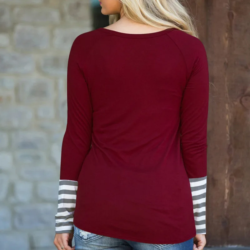 

New Women t shirts Letter Printed T-shirt Round Neck Long Sleeve Female Ladies Casual Tops Christmas T-shirts Autumn DO99