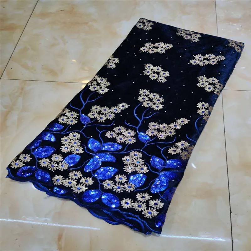 

2020, синие высококачественные бархатные камни, французские нигерийские блестки, сетка в африканском стиле, 5 ярдов/лот