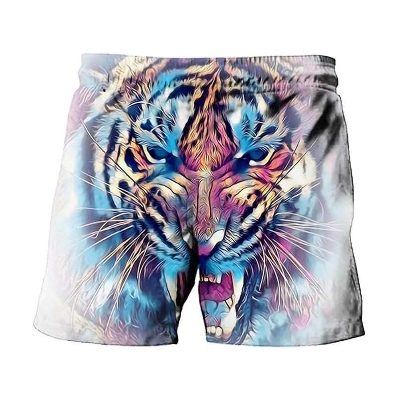

2021 Summer New 3D Printing Animal Tiger Head Men's Swimwear Shorts Running Sports Surfing Quick-Drying Men's Beach Shorts