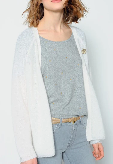 Французский демисезонный Белый Универсальный вязаный кардиган с длинными