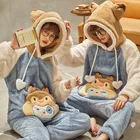 Парные пижамные комплекты зимние пижамы утепленные пижамы для женщин мужчин Корейская свободная Пижама мультяшная цыпленка Ночная одежда для взрослых Пижама для женщин