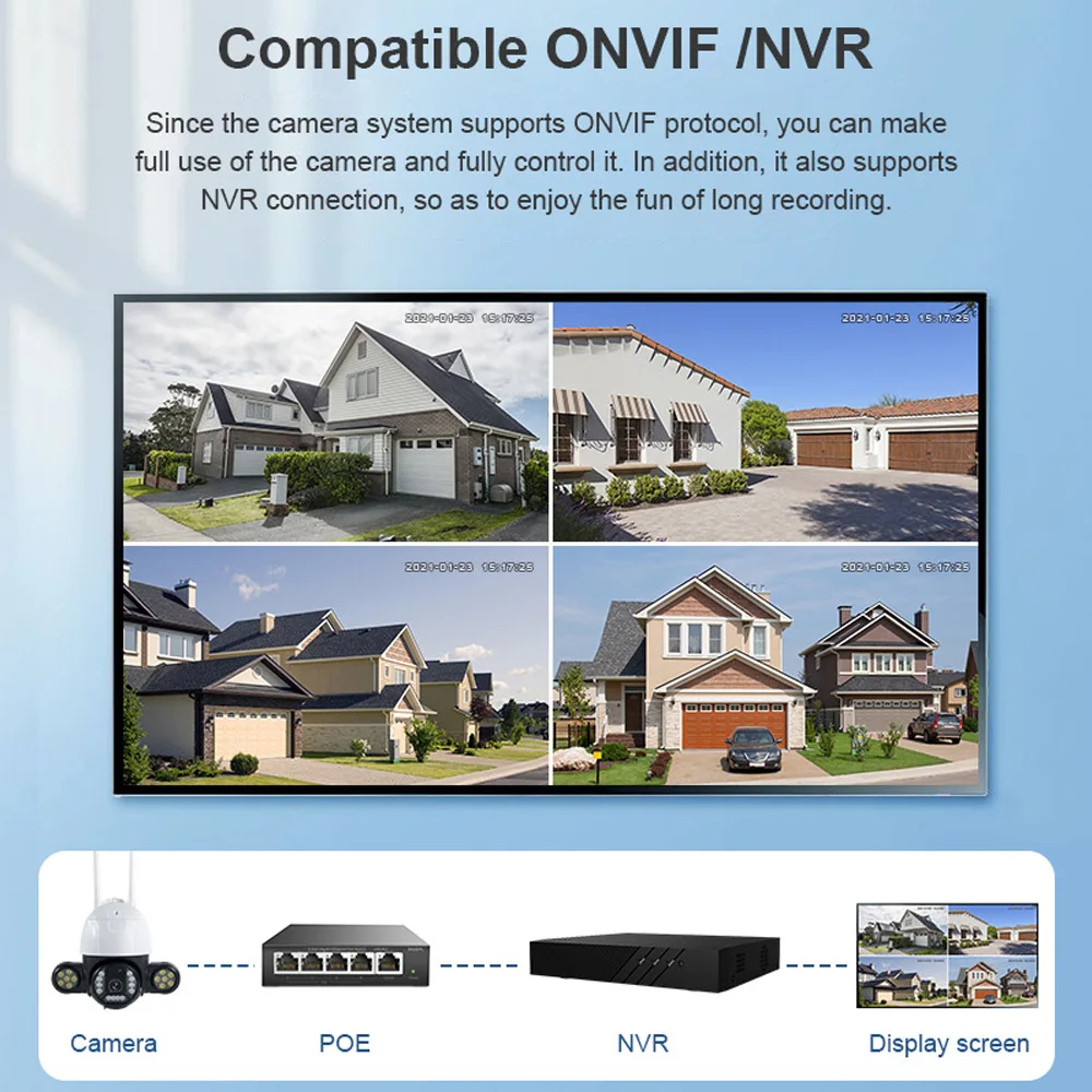 

Wifi PTZ Camera Outdoor 3MP 5MP Humanoid Tracking Detection Wireless ONVIF IP Security Camera Double Light Ball ICSEE