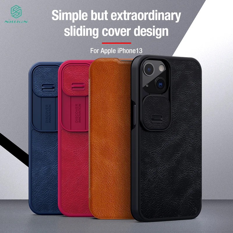 

Новинка 2021, чехол для Iphone 13, чехол NILLKIN, кожаный флип-чехол для Iphone 13, кожаный чехол, защита объектива