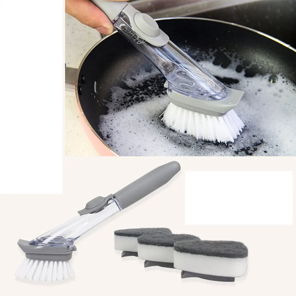 Щетка для мытья с длинной ручкой Pp + губка нейлоновая щетка посуды артефакт