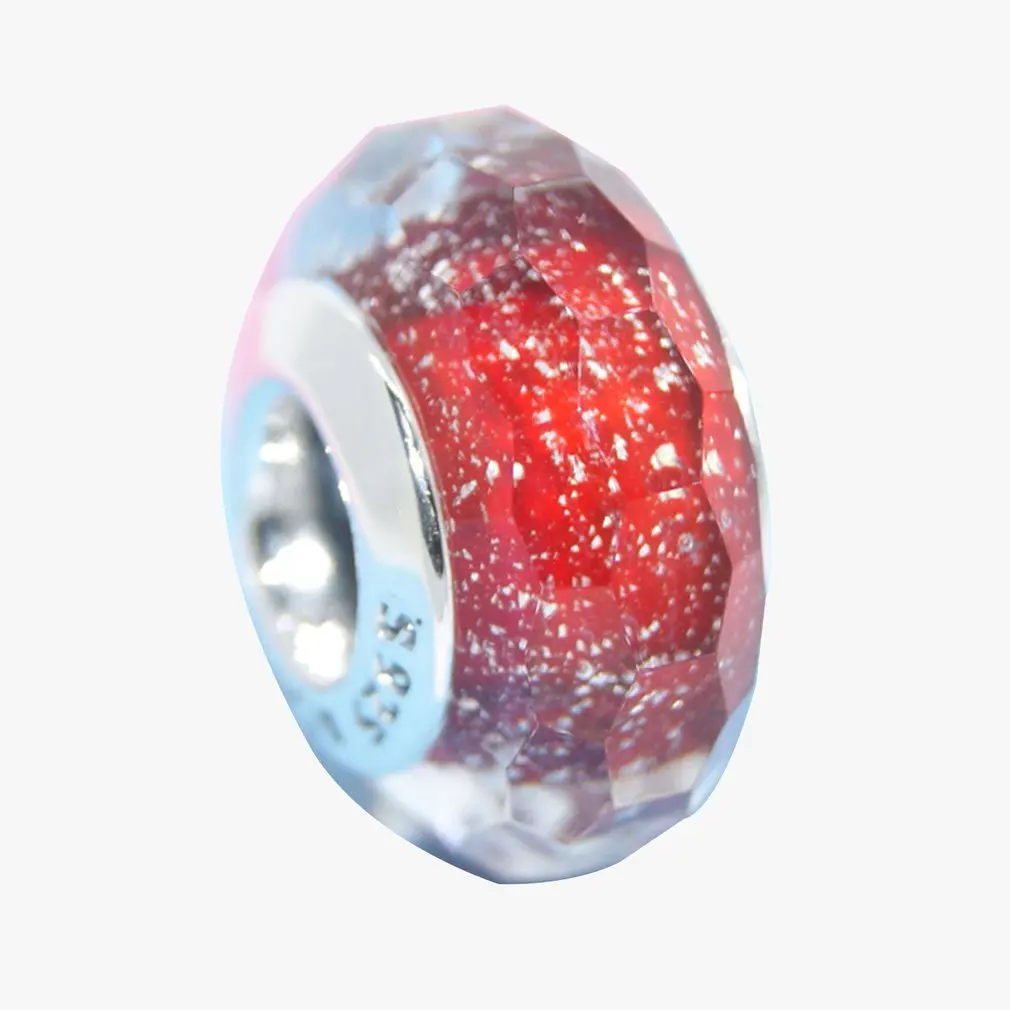 

925 Sterling Silver Pink heart Murano Glass Beads Fit Original Pandora Charms Bracelet Jewelry Accessory