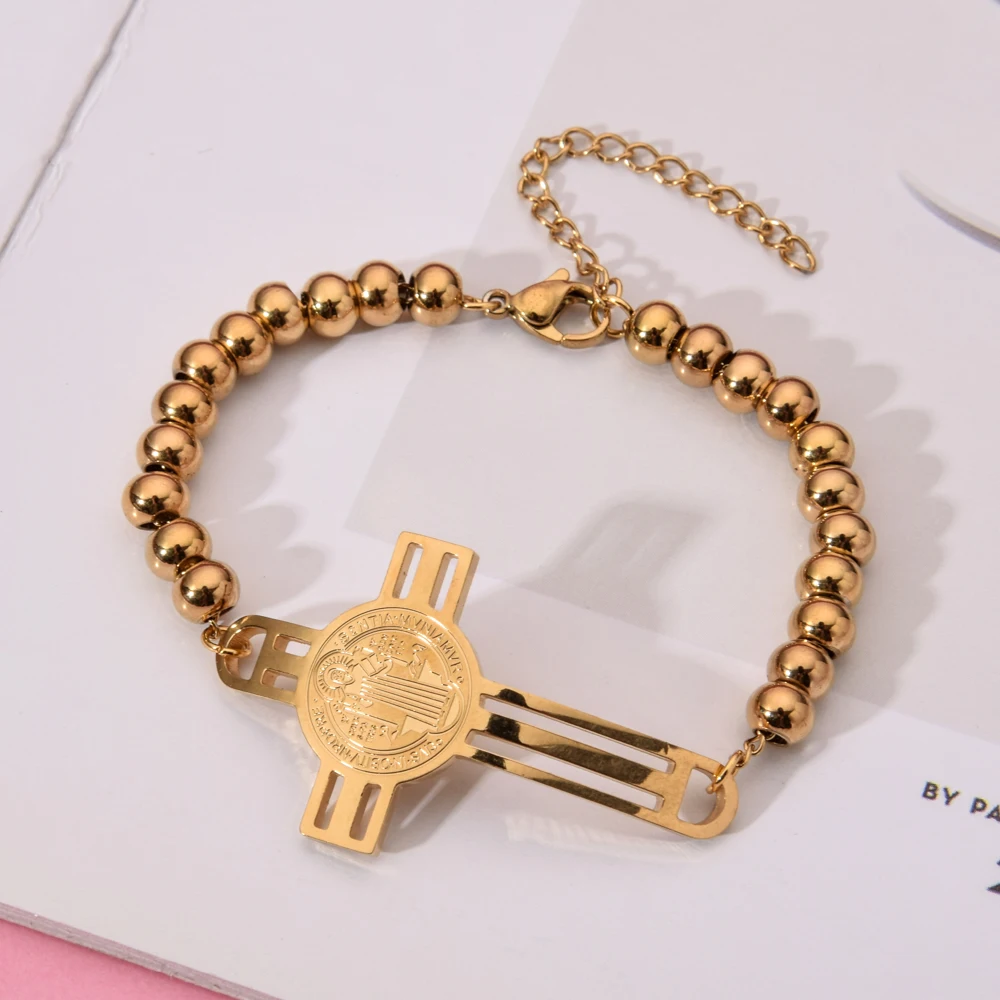 Роскошный браслет цепочка из нержавеющей стали с изображением Креста Иисуса для