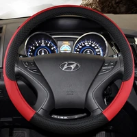 pu leather steering wheel cover 38cm car products for hyundai tucson vesta kona i40 i10 elantra accent car saet covers