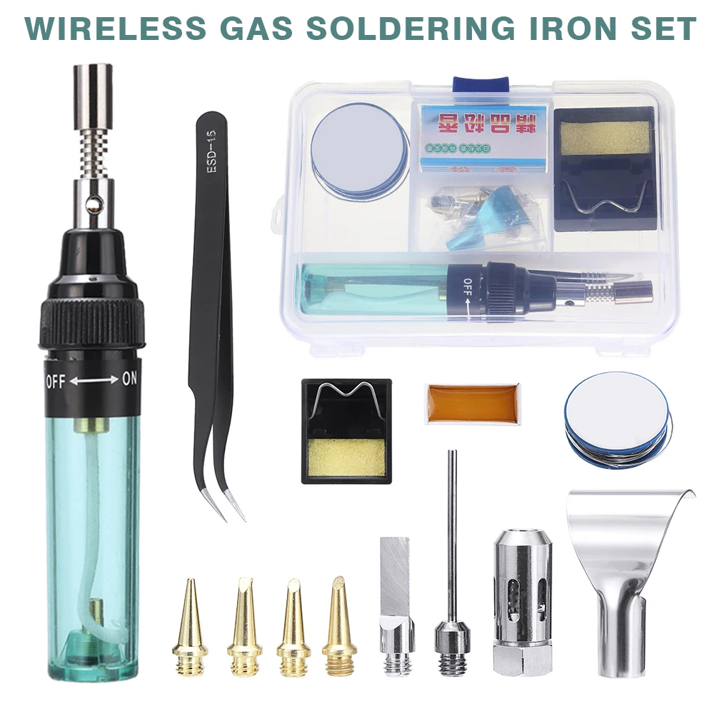 

New Butane Gas Soldering Iron Tool Set 13PCS Gas Soldering Welding Kit Torch Welder Tool With Box No Electrical Portable