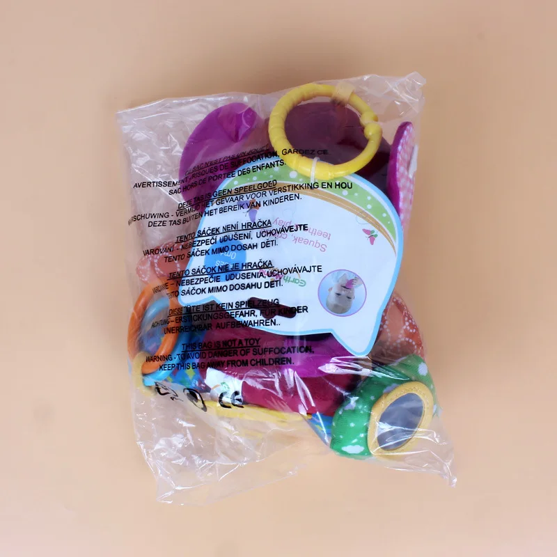 

Newborn Cartoon Animal Bed Hanging Plush Dolls Child Comfort Toys with Teether Rustling Box Safety Mirror Baby Carriage Pendant