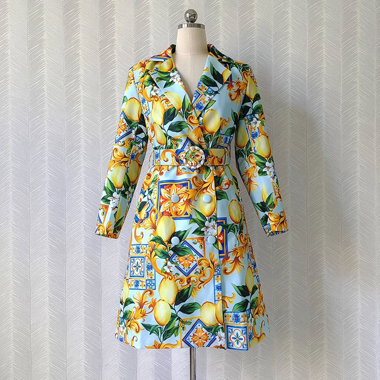 

Женский двубортный Тренч с поясом, дизайнерская модная верхняя одежда, роскошный элегантный Тренч с принтом манго, Осень-зима 2021